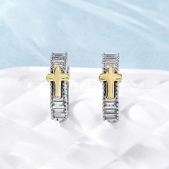 Orecchini a cerchio in ottone con zirconi cubici chiari micro pavè&nbsp;EJEW-H158-20C-GP