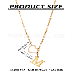 1 collane con laccio in acciaio inossidabile con lettera e cuore per donna&nbsp;NJEW-LP0002-87G-M