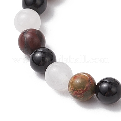 Natürlicher schwarzer Onyx & weißer Jade & Picasso-Stein&nbsp;BJEW-JB11952