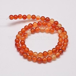 Brins de perles rondes en agate rouge naturel&nbsp;G-M257-6mm-26