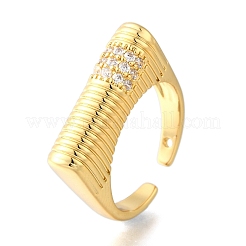 Bagues ouvertes réglables en laiton avec micro pavé de zircones cubiques pour femmes&nbsp;RJEW-K292-10G