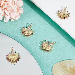 Pendentifs avec zircon cubiques à micro-pavés en laiton&nbsp;ZIRC-BBC0001-19