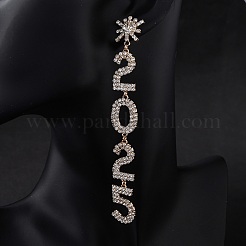Orecchini vite prigioniera del rhinestone ottone&nbsp;EJEW-Q012-02G