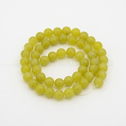 Hebras de cuentas redondas de jade de oliva natural&nbsp;G-P070-32-3mm