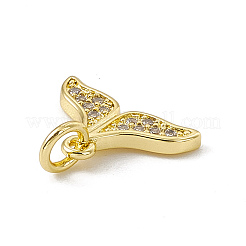 Dijes de cola de pez de circonita cúbica transparente con micro pavé de latón&nbsp;ZIRC-F132-77G