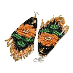 Boho Ohrringe mit Blumenquaste aus Saatperlen-Perlen&nbsp;EJEW-Q380-07B