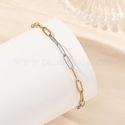 Bracelets à chaîne trombone en acier inoxydable 304 bicolore de 3.5 mm&nbsp;BJEW-JB14359