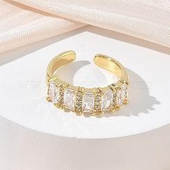 Bagues ouvertes en laiton avec micro pavé de zircones cubiques pour femmes&nbsp;RJEW-L343-16G-04