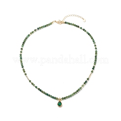 Collana con pendente a goccia di zirconi cubici con catene di perline di pietre preziose naturali per le donne&nbsp;NJEW-JN04121