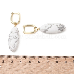 2 paio di orecchini a cerchio in pietra d'oro blu sintetica e howlite naturale&nbsp;EJEW-JE07000