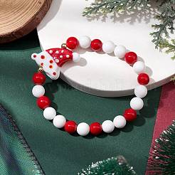 Bracelets extensibles en jade mashan naturel et perles lawmwork sur le thème de Noël pour femmes&nbsp;BJEW-JB11148-02