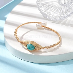 Bracelet manchette en amazonite et perles naturelles&nbsp;BJEW-JB10119-02