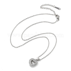 Collar con colgante de corazón de acero inoxidable 304 con micropavé de circonita cúbica para mujer&nbsp;NJEW-D288-05P