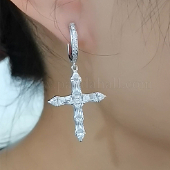 Élégantes boucles d'oreilles croix en argent s925 avec zircone&nbsp;SB6436