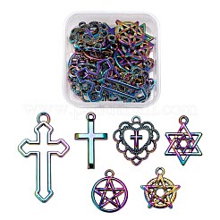 24 stücke 6 stil regenbogenfarben legierung anhänger&nbsp;FIND-LS0001-15MC
