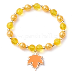 5 pz 5 stili autunno acrilico e argilla polimerica e set di braccialetti elastici con perline rotonde in plastica&nbsp;BJEW-JB10972