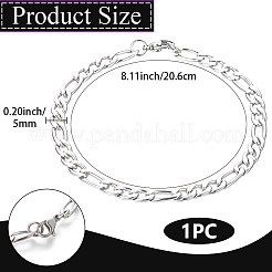 1 bracelet à chaîne figaro en acier inoxydable 304&nbsp;BJEW-DJ0001-57