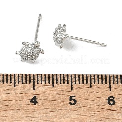 Orecchini a bottone da donna in ottone con micro pavé di zirconi trasparenti&nbsp;EJEW-F403-02P