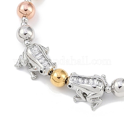 Braccialetti di perline in zirconia cubica micro pavé in ottone placcato a cremagliera&nbsp;BJEW-P341-02P