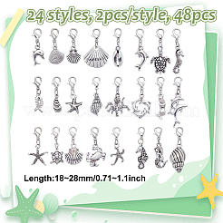 48 pendentif décoratif en alliage en forme d'animal marin&nbsp;HJEW-GA00033