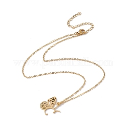 Lettera iniziale con collana pendente a farfalla&nbsp;LS-NJEW-C026-01G-C
