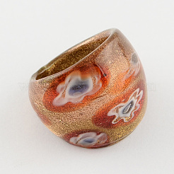Handgefertigte Gold Sand Millefiori Murano Ringe&nbsp;RJEW-Q150-M12-B
