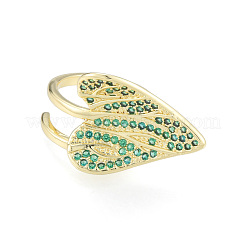 Anello polsino aperto foglia di zirconi&nbsp;RJEW-N037-036