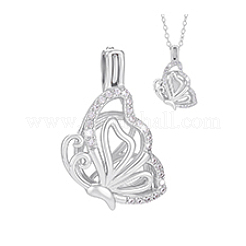 1 pièce 925 pendentifs cage en argent sterling micro pavé de zircones cubiques transparentes&nbsp;STER-PH0004-85P