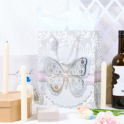 1 Stück Geschenktüten aus Papier mit Schmetterlingsdruck und Henkeln aus Band&nbsp;ABAG-SP0001-10A