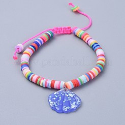 Handgemachte geflochtene Armbänder aus Heishi-Perlen aus Polymer-Ton für Kinder&nbsp;BJEW-JB04319-M