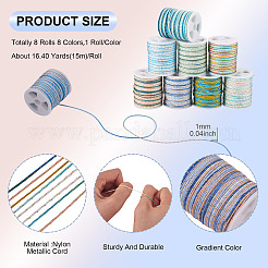 8 Rolle 8 Farben segmentgefärbte Nylon-Metallschnur&nbsp;NWIR-TA0001-33
