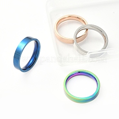 4 juego de anillos de dedo de banda lisa de acero inoxidable 201 de 4 colores para mujer&nbsp;RJEW-YW0001-03