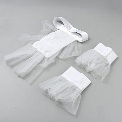 Abnehmbarer Kragen und Ärmelset aus Polyester mit Rüschen aus Tüll&nbsp;DIY-WH0683-24
