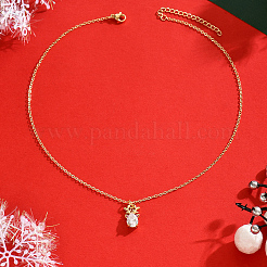 Messing-Pavé-Halsketten mit klarem Zirkonia-Weihnachtshirsch-Anhänger für Damen&nbsp;VL6626
