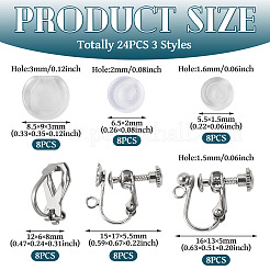 24 pièce de 3 styles de boucles d'oreilles à clip en acier inoxydable 316&nbsp;STAS-TA0006-31P