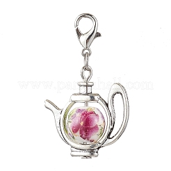 Teiera fatta a mano fiore porcellana stampata perline di ceramica ciondolo decorazioni&nbsp;HJEW-JM02888