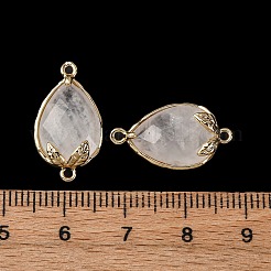 Natürlicher Quarzkristall facettierte Tropfen-Verbinder-Charms&nbsp;G-B081-03G-16
