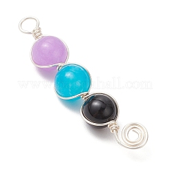 5 Stück 5 Stile gefärbte natürliche Malaysia Jade & Amethyst & schwarzer Onyx (gefärbt und erhitzt) & Rosenquarz & Labradorit runde Perlenanhänger&nbsp;PALLOY-JF04051-02