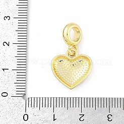 Ciondolo europeo a forma di cuore in smalto rosso in ottone&nbsp;KK-Z090-07G-02