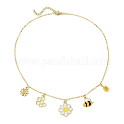Halsketten mit Anhängern aus Legierung und Glas mit Blumen&nbsp;X1-NJEW-TA00165