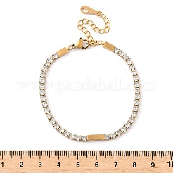 Bracelets à maillons carrés en acier inoxydable 304 avec pavé de zircones cubiques pour femmes&nbsp;BJEW-B134-04G