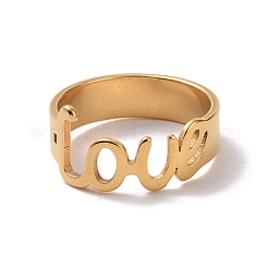 Bague en acier inoxydable avec placage ionique (IP) 201 avec mot d'amour&nbsp;RJEW-J051-44G