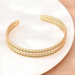 Brazaletes huecos de acero inoxidable 304 con puño abierto para mujer&nbsp;BJEW-F547-02G