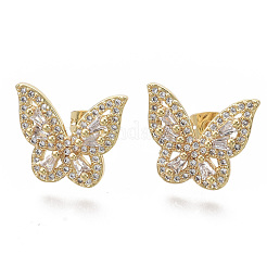 Latón micro pave aretes de circonita cúbica transparente&nbsp;EJEW-S208-092