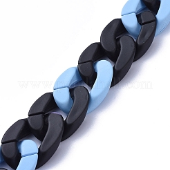 Handgefertigte undurchsichtige sprühlackierte Acryl-Bordsteinketten&nbsp;AJEW-JB00617-05
