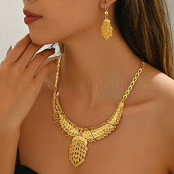 Set di collana e orecchini geometrici in lega traforata per banchetto nuziale da donna&nbsp;TW1066
