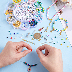DIY-Sets zum Basteln von Glas- und Acrylperlen sowie Bettelarmbändern aus Edelstahl&nbsp;DIY-PH0029-20