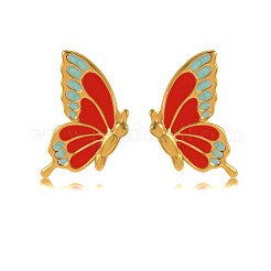 Pendientes de mariposa esmaltados de acero inoxidable 304&nbsp;EJEW-Z147-01G