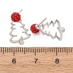 925 Ohrstecker aus Sterlingsilber mit hohlem Weihnachtsbaum&nbsp;EJEW-F397-03P