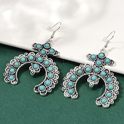 Boucles d'oreilles pendantes en alliage de turquoise synthétique pour femmes&nbsp;LS-EJEW-U053-10AS-02